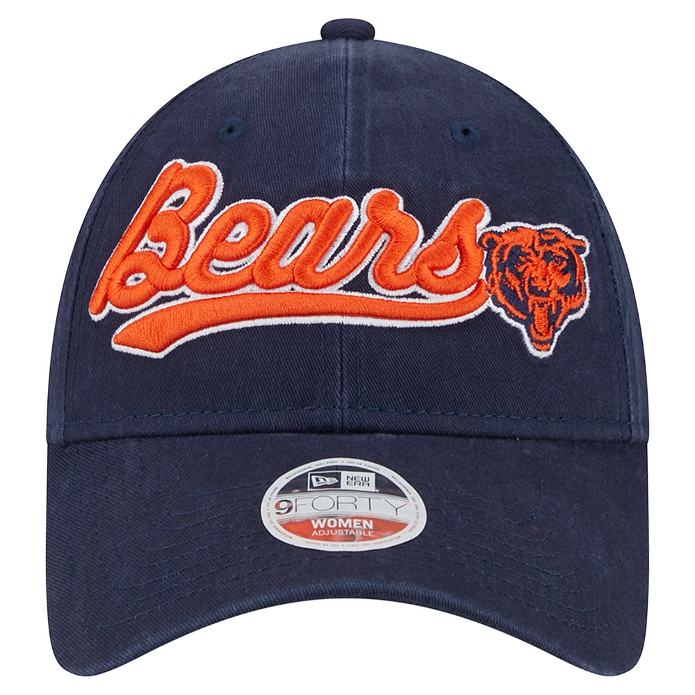 Women's New Era  Navy Chicago Bears Cheer 9FORTY Adjustable Hat