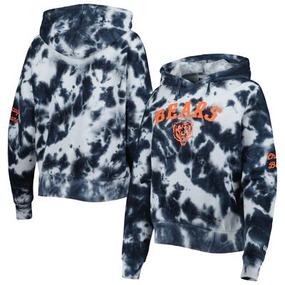 Women's New Era Navy Chicago Bears Cloud Dye Fleece Pullover Hoodie