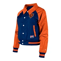 Blouson raglan à boutons-pression pour femme Chicago Bears bleu marine New Era