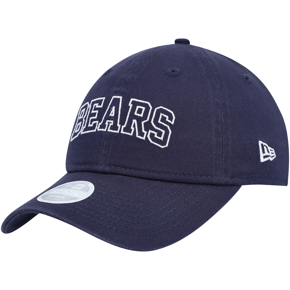 Casquette ajustable 9TWENTY Chicago Bears Collegiate New Era pour femme bleu marine