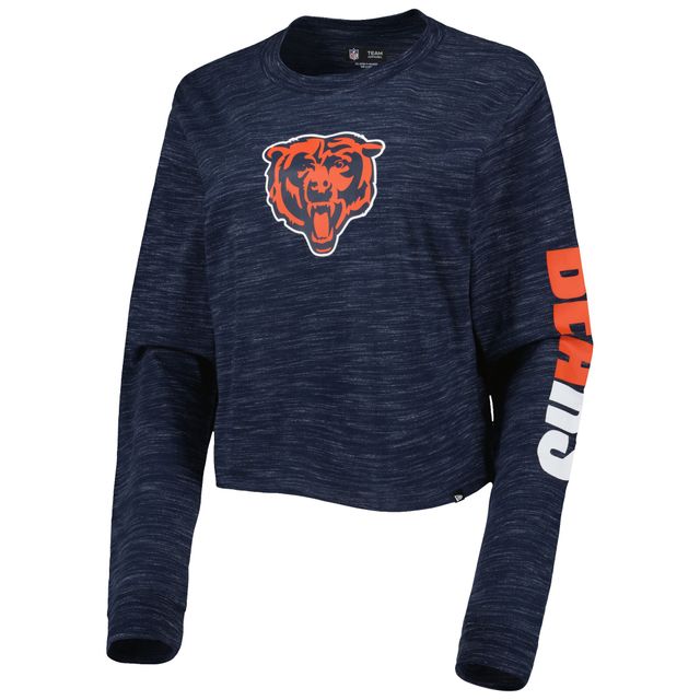 T-shirt à manches longues court bleu marine Chicago Bears New Era pour femme