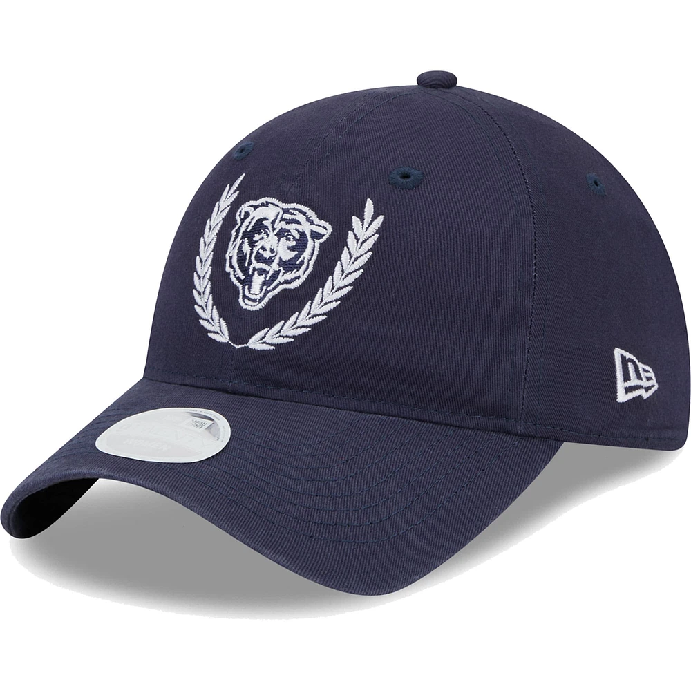 Casquette réglable bleu marine Chicago Bears Leaves 9TWENTY pour femmes