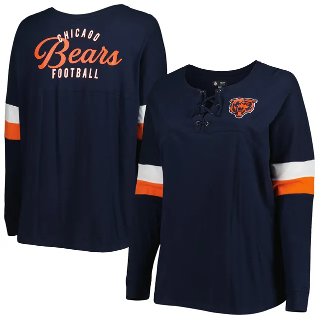 Women's Fanatics Branded Navy/Orange Chicago Bears True to Form Raglan  Lace-Up V-Neck Long