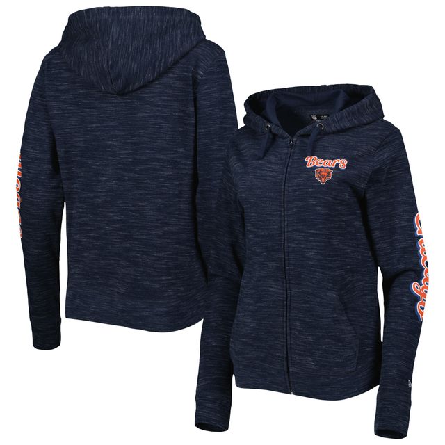 Sweat à capuche bleu marine Chicago Bears Reverse Full Zip pour femme New Era