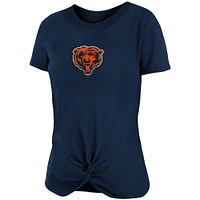 Women's New Era Navy Chicago Bears Slub T-Shirt with Front Twist Knot