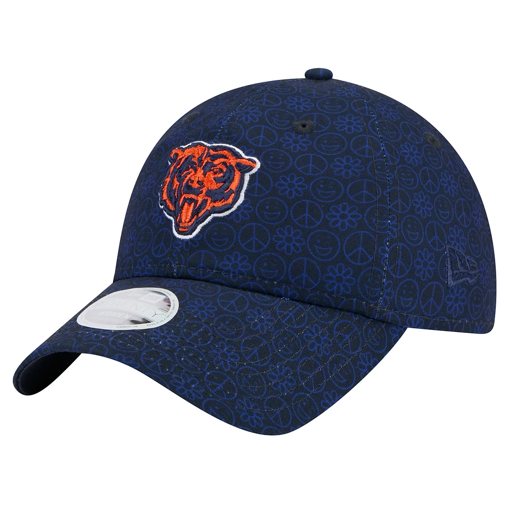 Women's New Era Navy Chicago Bears Smiley 9TWENTY Adjustable Hat