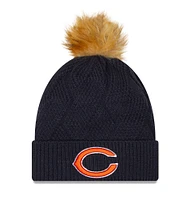 Women's New Era Navy Chicago Bears Snowy Cuffed Knit Hat with Pom