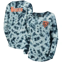 T-shirt à manches longues tie-dye bleu marine Chicago Bears New Era pour femme