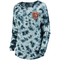 T-shirt à manches longues tie-dye bleu marine Chicago Bears New Era pour femme