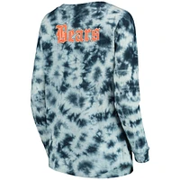 T-shirt à manches longues tie-dye bleu marine Chicago Bears New Era pour femme