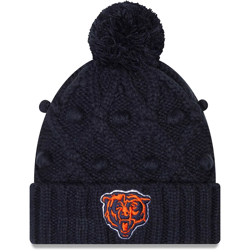 Bonnet en tricot à pompons pour femme Chicago Bears Toasty bleu marine New Era - Bonnet