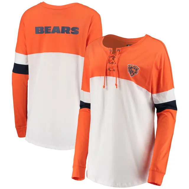 Women's New Era Navy/Orange Chicago Bears Lightweight Lace-Up Raglan T-Shirt Size: Extra Small