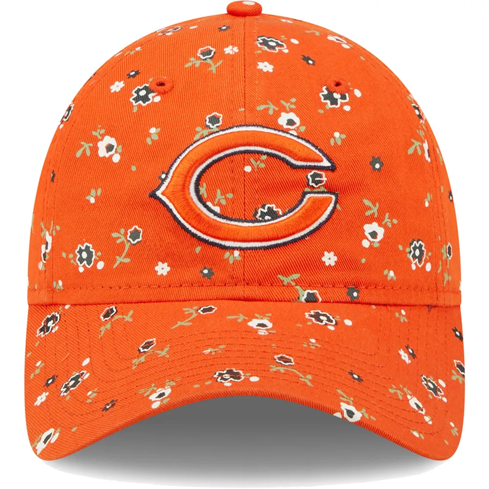 Casquette réglable à fleurs orange Chicago Bears 9TWENTY New Era pour femme