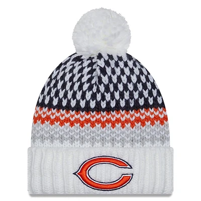 Women's New Era  White Chicago Bears 2023 Sideline Cuffed Knit Hat with Pom