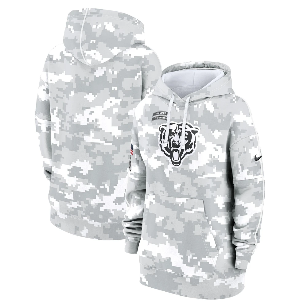 Sweat à capuche surdimensionné en polaire Nike Arctic Camo Chicago Bears 2024 Salute To Service Club pour femme