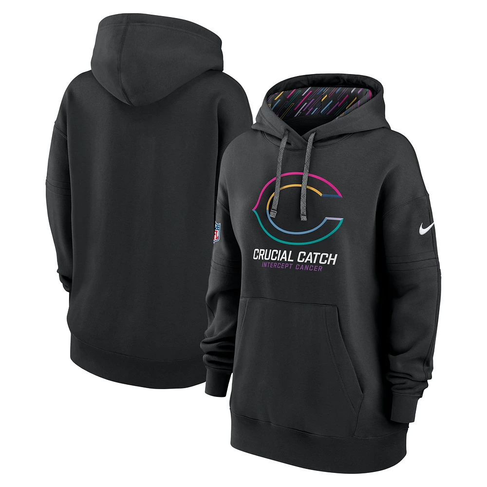 Sweat à capuche Nike noir Chicago Bears 2024 NFL Crucial Catch Club pour femme