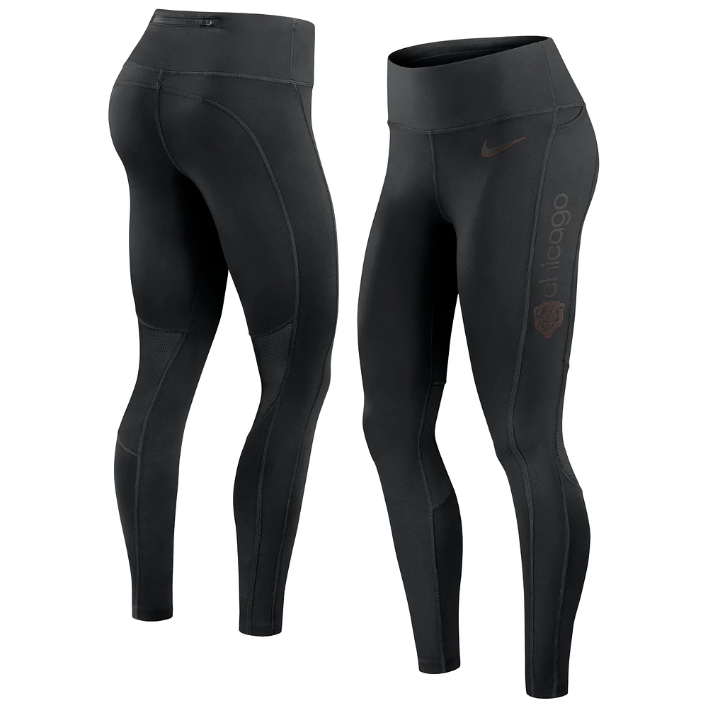 Women's Nike Black Chicago Bears Edge Wordmark Performance Leggings