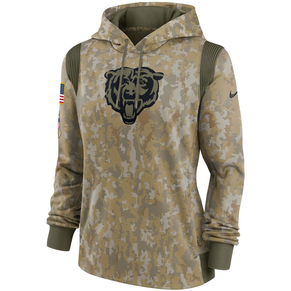 Women's Nike Camo Chicago Bears 2021 Salute To Service - Therma Performance Pullover Hoodie