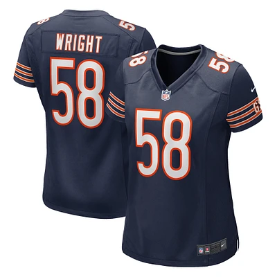 Maillot de match Nike Darnell Wright bleu marine des Chicago Bears pour femme