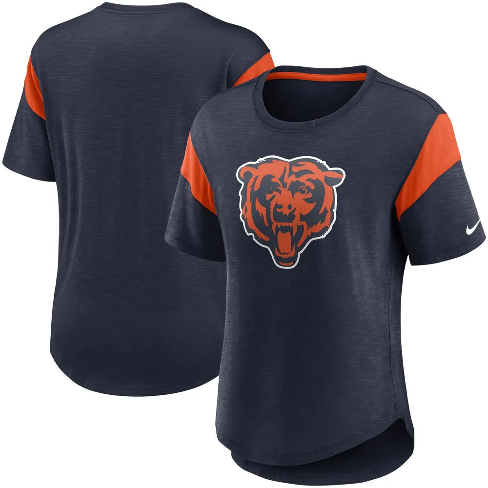 Haut tendance à logo principal des Chicago Bears Nike pour femme, bleu marine chiné