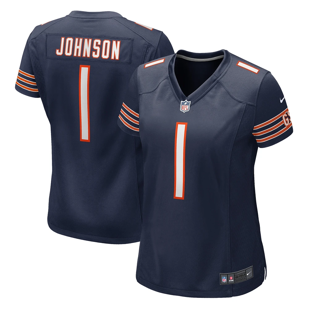 Maillot de match Nike Jaylon Johnson bleu marine des Chicago Bears pour femme