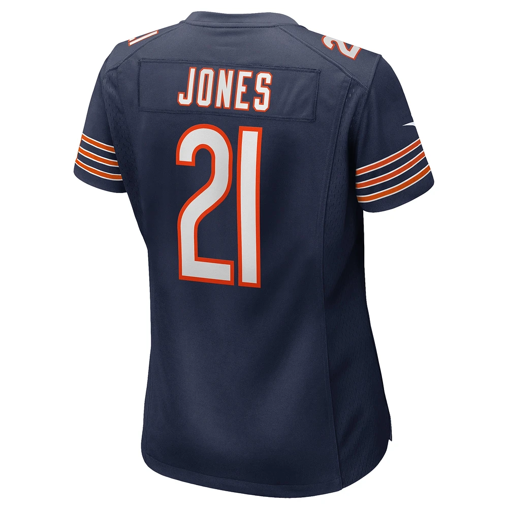 Maillot de match Nike Jaylon Jones bleu marine des Chicago Bears pour femme