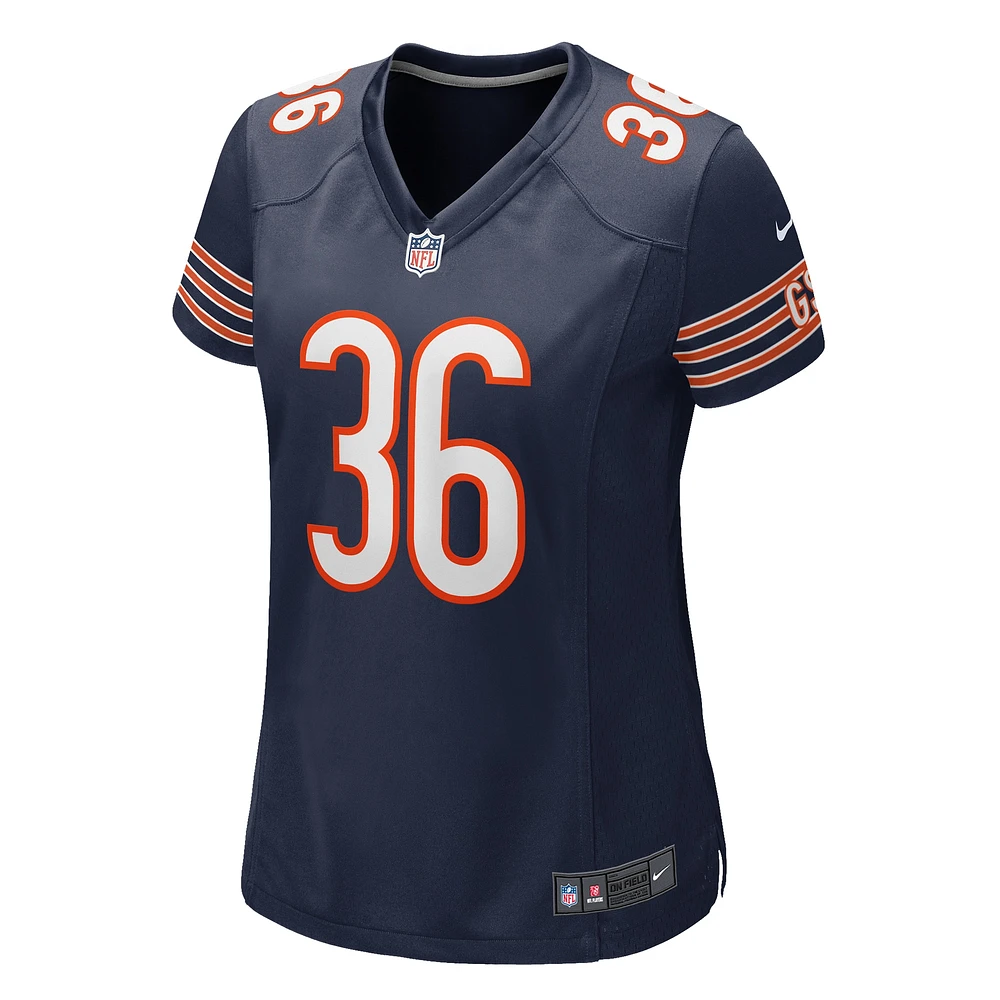 Maillot de match Nike Jonathan Owens bleu marine pour femme des Chicago Bears