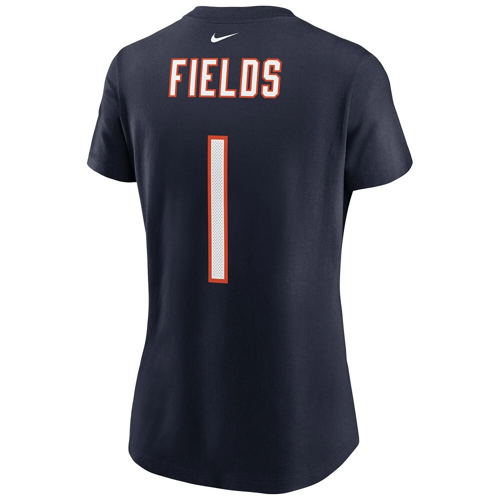 Women's Nike Justin Fields Navy Chicago Bears Player Name & Number T-Shirt