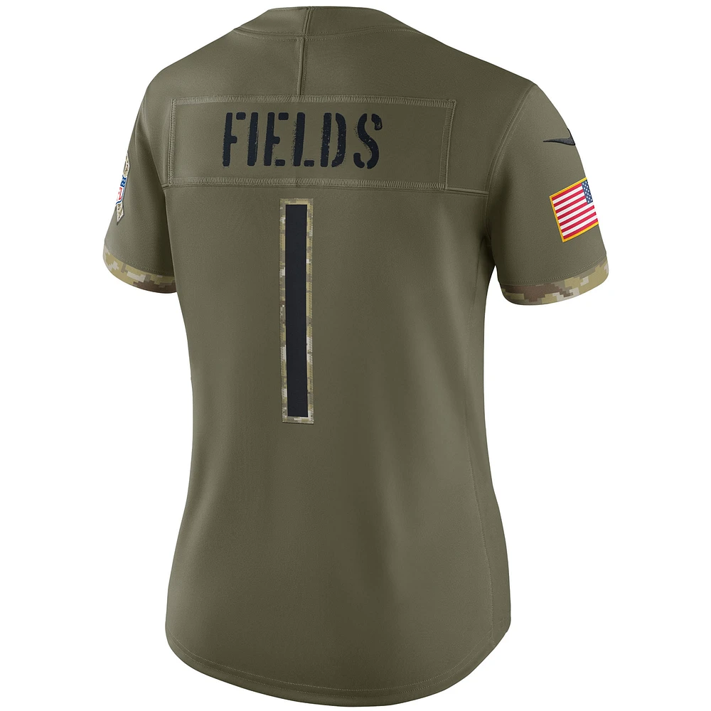 Maillot Nike Justin Fields Chicago Bears Salute To Service Limited pour femme Olive