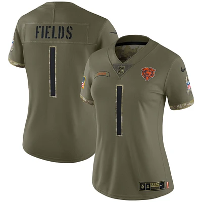 Maillot Nike Justin Fields Chicago Bears Salute To Service Limited pour femme Olive