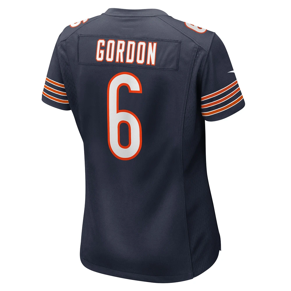 Maillot Nike Kyler Gordon pour femme, bleu marine, joueur de jeu des Chicago Bears