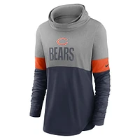 Women's Nike Navy/Heathered Charcoal Chicago Bears Light Impact Lock Up Cowl Neck Long Sleeve T-Shirt