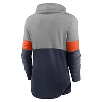 Women's Nike Navy/Heathered Charcoal Chicago Bears Light Impact Lock Up Cowl Neck Long Sleeve T-Shirt