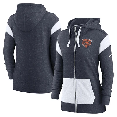 Sweat à capuche léger entièrement zippé Nike Chicago Bears Monaco pour femme - Bleu marine/blanc