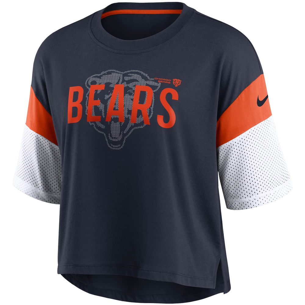 Women's Nike Navy/White Chicago Bears Nickname Tri-Blend Performance Crop Top