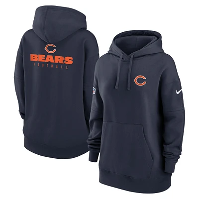 Sweat à capuche en polaire Sideline Club Nike Chicago Bears 2023 pour femme, bleu marine