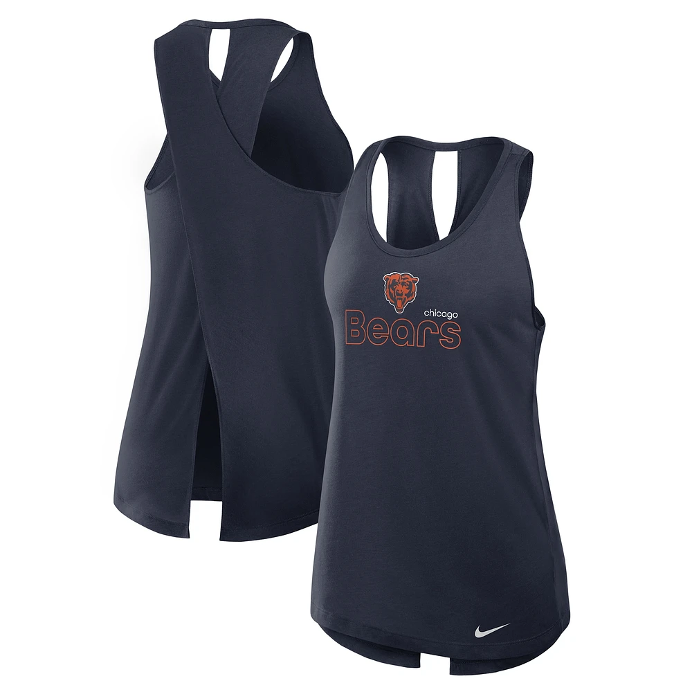 Débardeur Nike Chicago Bears Crossback Performance bleu marine pour femme