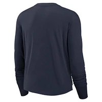 Women's Nike Navy Chicago Bears Layered Logo Cropped Long Sleeve Fashion T-Shirt