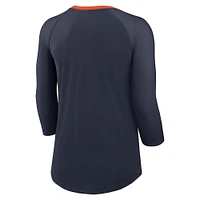 T-shirt raglan à manches 3/4 Nike pour femmes, bleu marine