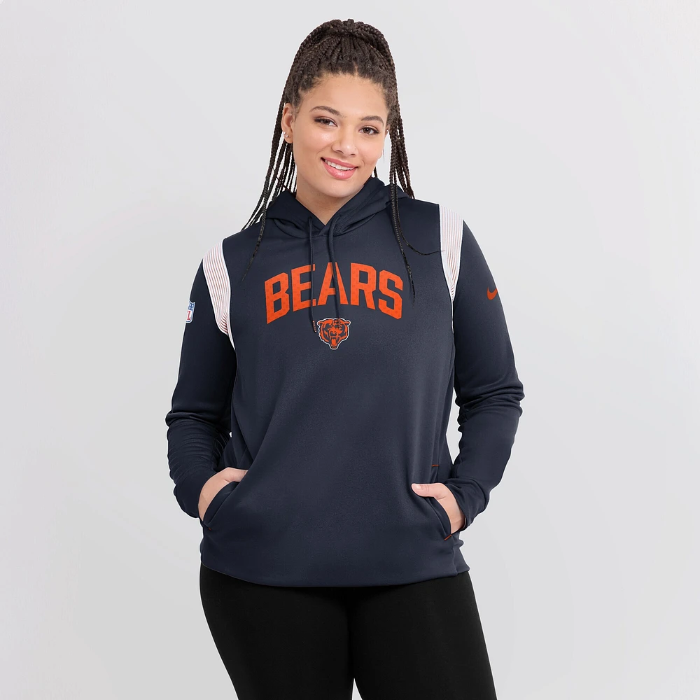 Women's Nike Navy Chicago Bears Sideline Stack Performance Pullover Hoodie