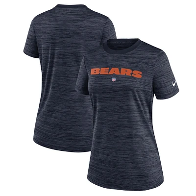 T-shirt Nike Sideline Velocity Performance bleu marine pour femme des Chicago Bears