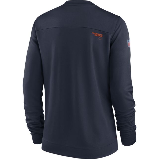 T-shirt à manches longues encolure en V pour femme Nike Chicago Bears Top Coach Performance bleu marine