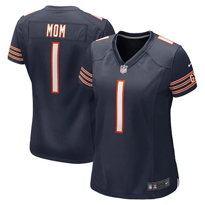 Maillot de match Nike numéro 1 Mom des Chicago Bears pour femmes, bleu marine