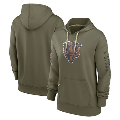 Sweat à capuche Nike Chicago Bears Salute To Service Performance pour femme Olive