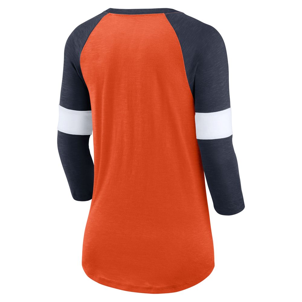 Women's Nike Orange/Navy Chicago Bears Football Pride Slub - 3/4 Raglan Sleeve T-Shirt