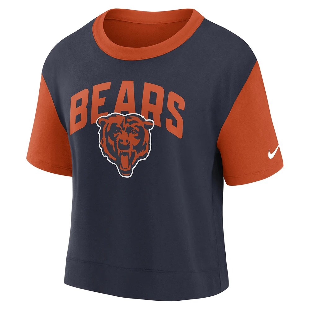 T-shirt tendance Chicago Bears Nike pour femme, orange/bleu marine