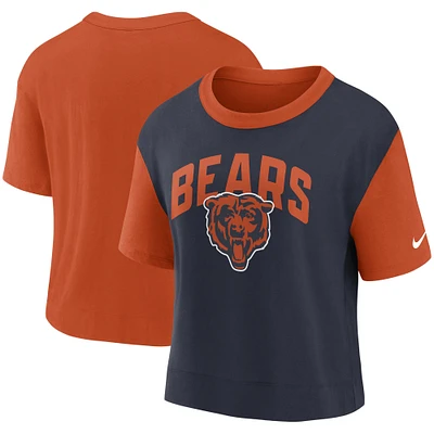 T-shirt tendance Chicago Bears Nike pour femme, orange/bleu marine