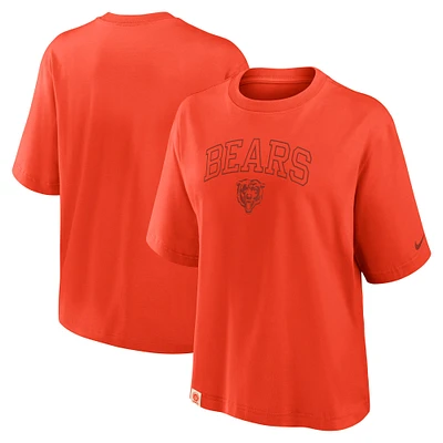T-shirt Nike orange Chicago Bears Glory Arch Boxy pour femme