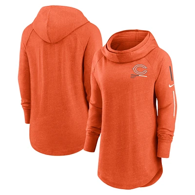 Women's Nike Orange Chicago Bears Minimal Statement Lightweight Raglan Funnel Neck Pullover Hoodie