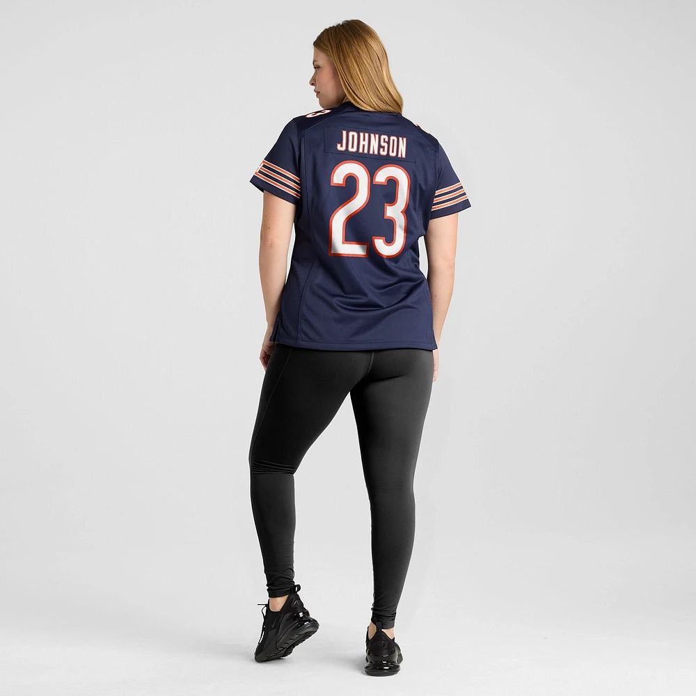 Maillot de match l'équipe Nike Roschon Johnson des Chicago Bears pour femme, bleu marine